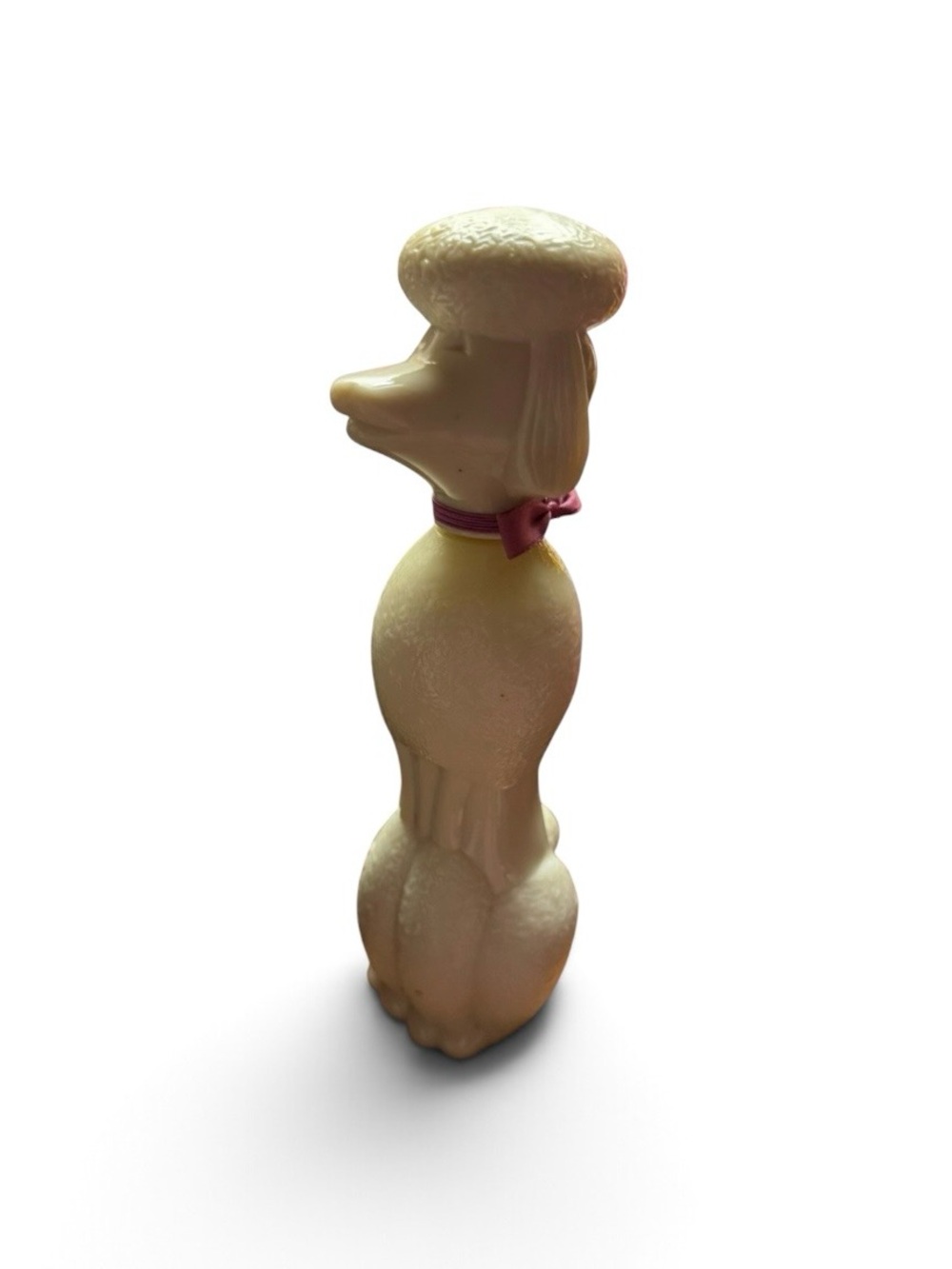 Vintage~1970s~Avon~”Suzette Poodle Milk Glass Bottle~Full of Foaming Bath Oil